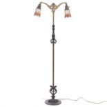 Retro Mixed Metals, Marble and Painted Glass Floor Lamp