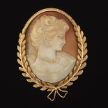 Large Carved Shell Cameo of a Beauty