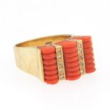 Ladies' Gold and Carved Coral Fashion Ring