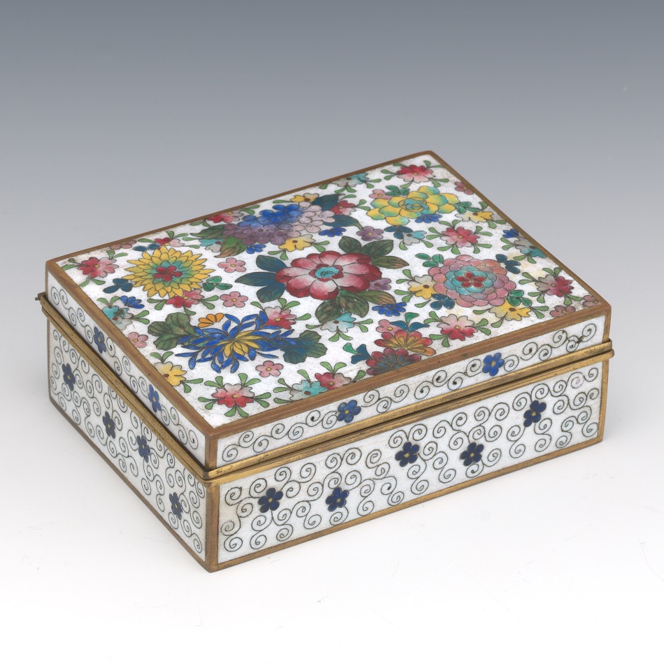 Japanese Gilt Bronze Cloisonne Enameled Millefiori Vanity Box.