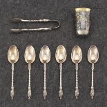 Sheffield Apostle Spoons and Russian Niello Jigger