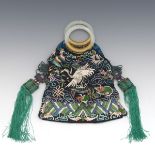 Chinese Embroidered Bag with Jade Handles