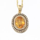 Ladies' LeVian Gold, Amber Citrine, Cognac and White Diamond Pendant on Chain