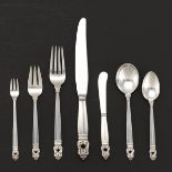International Sterling Silver Tableware Service for Twelve, "Royal Danish" Pattern