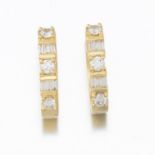 Ladies' Gold and Diamond Pair of Hoop Earrings