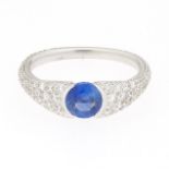 Ladies' Gold, Blue Sapphire and Diamond Ring