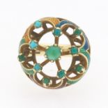 Gold, Enamel and Turquoise Ring