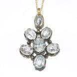 Ladies' Light Blue Topaz Pendant on Gold Chain