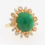 Ladies' Emerald Cabochon and Diamond Ring, GIA Report