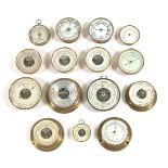 Fifteen Brass Cased Barometers Circa 1890-1930