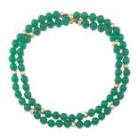Ladies' Gold and Emerald Green Chalcedony Necklace