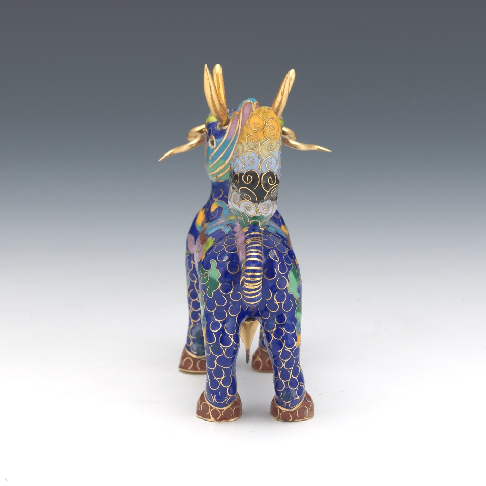 Chinese Qilin Cloisonne Enameled Cabinet Sculpture - Image 5 of 7