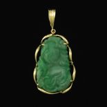 Carved Jadeite Pendant in Gold