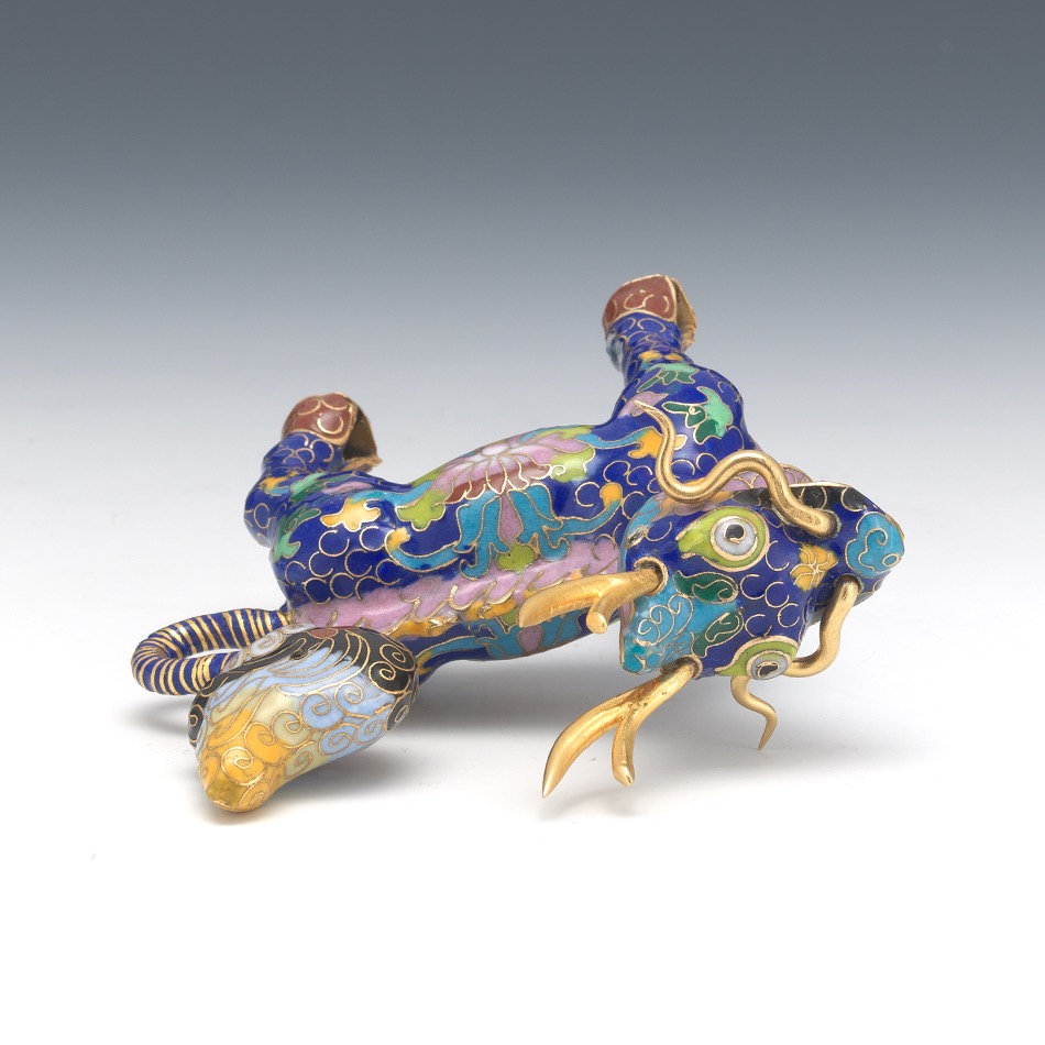 Chinese Qilin Cloisonne Enameled Cabinet Sculpture - Image 6 of 7