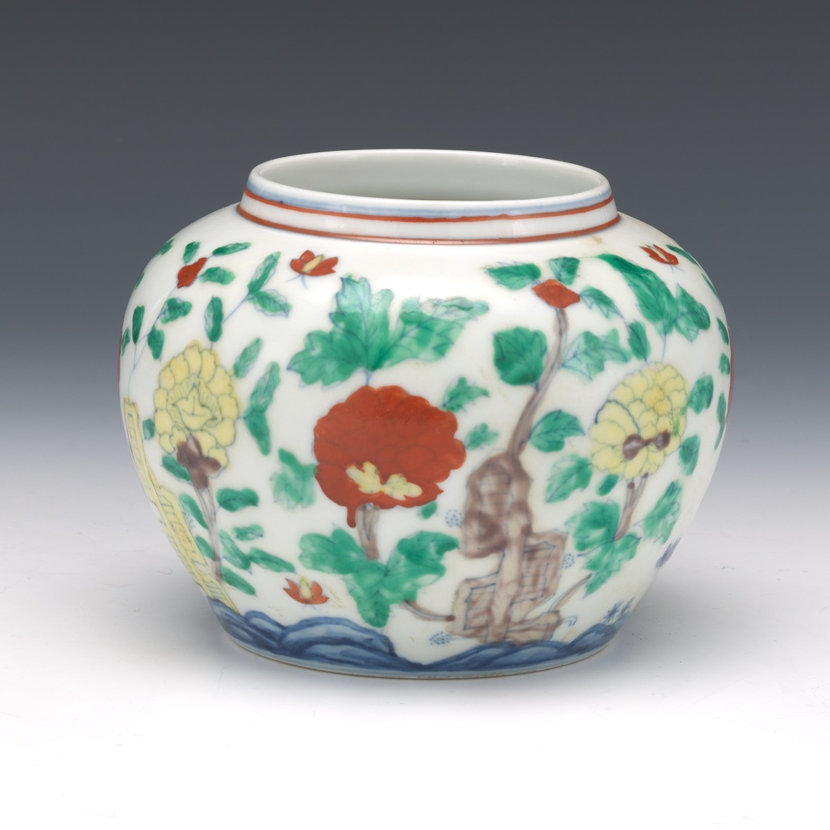 Chinese Porcelain Wucai Glaze Jar, Apocryphal Ming Chenghua Marks - Image 3 of 6