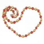 Ladies' Vintage Italian Gold and Coral Bead Necklace