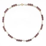 Ladies' Gold, Amethyst and Pearl Chocker Necklace