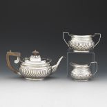 Victorian English Sterling Silver Three-Piece Tea Service, by Thomas Hayes, Birmingham, dated 1896