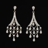 Ladies' Platinum, Gold and Diamond Pair of Chandelier Earrings