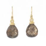 Ladies' Gold and Smoky Quartz Pair of Earrings