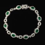 Platinum, Emerald and Diamond Bracelet