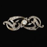 Ladies' Victorian Platinum and Diamond Scroll Pin/Brooch