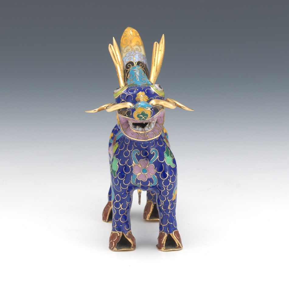 Chinese Qilin Cloisonne Enameled Cabinet Sculpture - Image 3 of 7