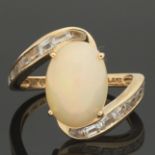 Ladies' Vintage Gold, Opal and White Topaz Ring