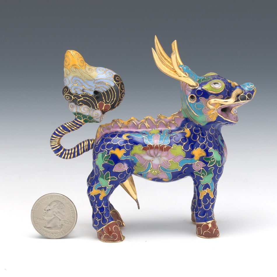 Chinese Qilin Cloisonne Enameled Cabinet Sculpture - Image 2 of 7