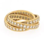 Three Gold and Diamond Roll Eternity Bands