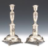 Pair of Antique Judaic Austrian Silver Candlesticks