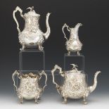 Important English Sterling Silver Four-Piece Tea/Coffee Service, by James Charles Edington, London,