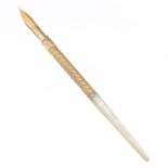 Antique Edward Todd & Co. Gold and Mother of Pearl Retractable Dip Pen