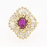 Ladies' Vintage Gold, Ruby and Diamond Ballerina Ring