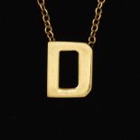 Ladies' Gold Chain Necklace with Letter "D"