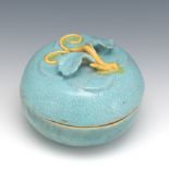 Chinese Export Porcelain Ge-Type Robins Egg Glazed Peach Box with Cover