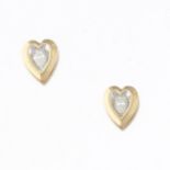 Gold and Diamond Heart Earrings