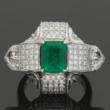 Platinum, Emerald and Diamond Ring