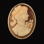 Ladies' Victorian Style Italian Gold, Diamond Carved Cameo Pin/ Brooch/Pendant