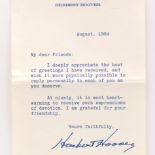 Signed Letter by Herbert Hoover (American, 1874 - 1964)