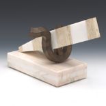 Modernist Marble and Bronze Abstract Sculpture