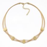 Ladies' Gold Twisted Cord and Stations Choker Necklace