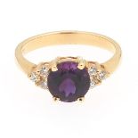 Ladies' Gold, Amethyst and Diamond Ring