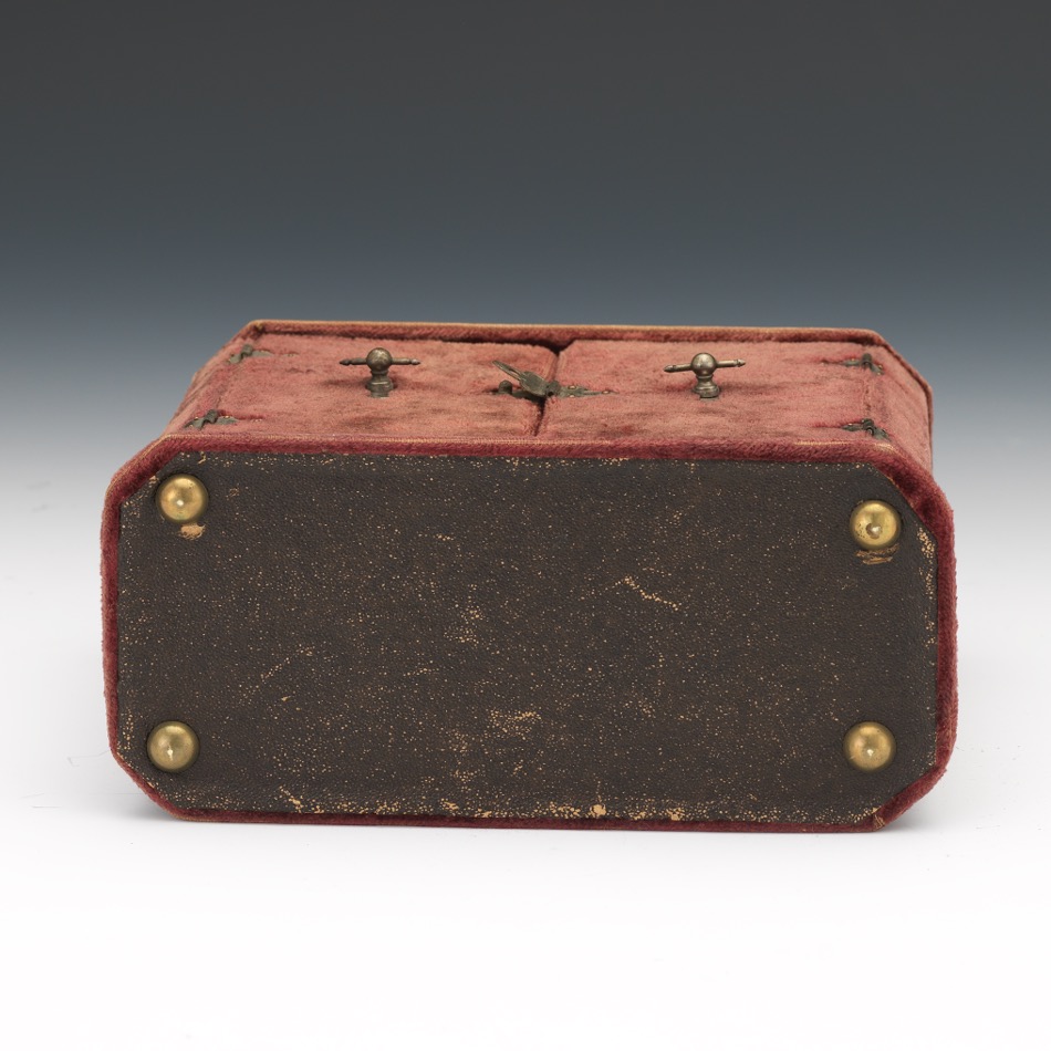 Victorian Velvet Miniature Vanity Cabinet with Scent Bottles, ca. Middle 19th Century - Image 8 of 14