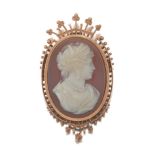 Ladies' Victorian Gold Carved Onyx Cameo Pin/Brooch/Pendant