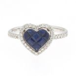 Ladies' Diamond and Sapphire Heart Ring