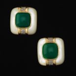 A Pair of Mother of Pearl Chrysoprase Earrings