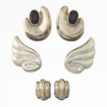 Group of Three Pairs of Silver Ear Clips