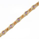 Ladies' Buccellati Style Gold, Amethyst, Amber Citrine and Diamond Bracelet