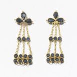 Ladies' Gold and Blue Sapphire Pair of Cascade Earrings